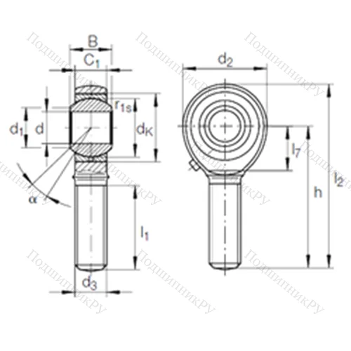 Подшипник скольжения сферический GAKFL 16 PB от производителя  INA