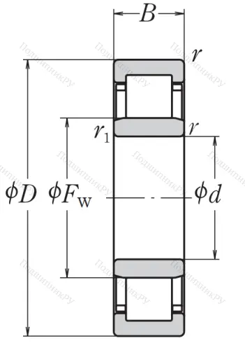 Роликовый цилиндрический подшипник NJ 308 ET C 3 от производителя  NSK