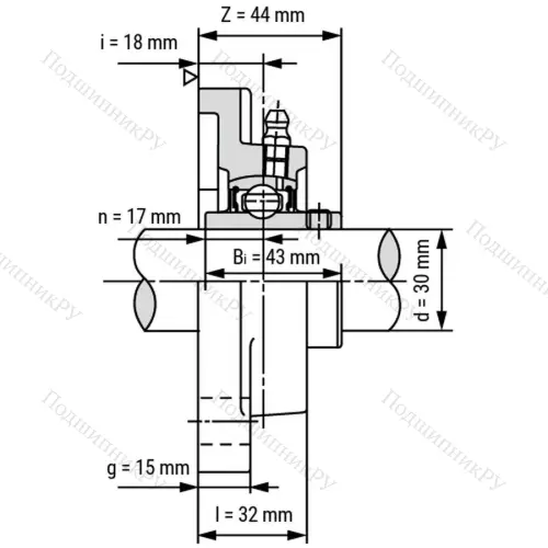 Подшипниковый узел UCF 306 - Вал: 30 мм от производителя  LPZ Подшипниковый узел UCF 306 - Вал: 30 мм от производителя  LPZ