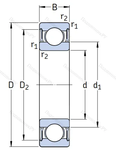 Однорядный шариковый подшипник 61816 2RZ от производителя  SKF