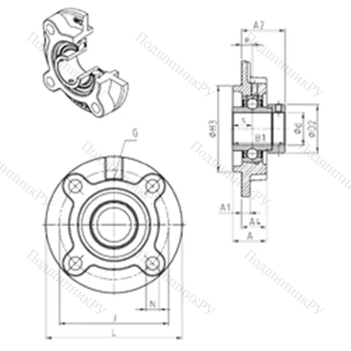 Подшипниковый узел шариковый радиальный EXFC 215 от производителя  SNR