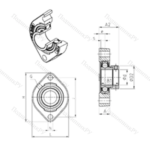 Подшипниковый узел шариковый радиальный ESFD 206 от производителя  SNR