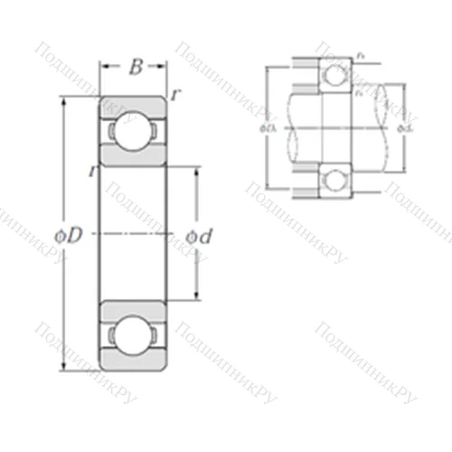 Подшипник шариковый радиальный 6905 от производителя  NTN