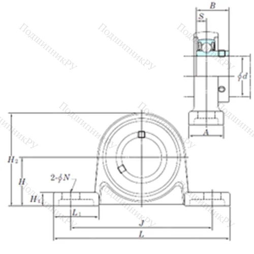 Подшипниковый узел шариковый радиальный USP 003S 6 от производителя  KOYO