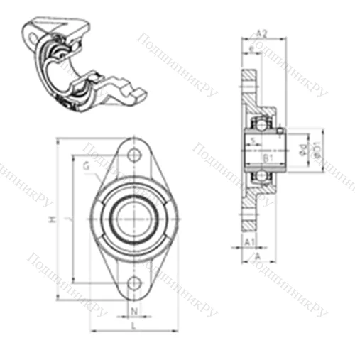 Подшипниковый узел шариковый радиальный UCFL 210 от производителя  SNR
