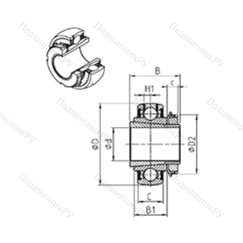 Подшипник шариковый радиальный UK 313+H