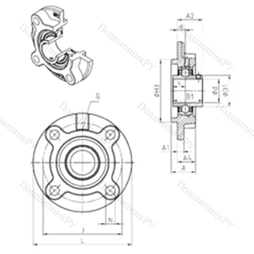 Подшипниковый узел шариковый радиальный UCFC 212 от производителя  SNR
