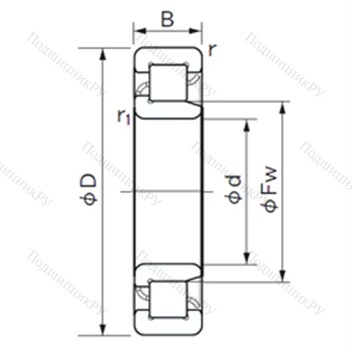 Подшипник роликовый радиальный NJ 1010