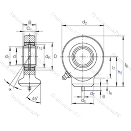 Подшипник скольжения сферический GK 60 DO