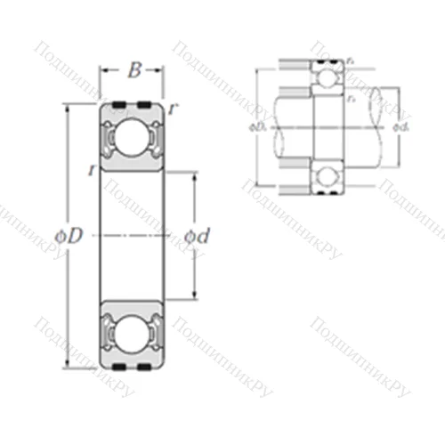 Подшипник шариковый радиальный EC-6309LLB