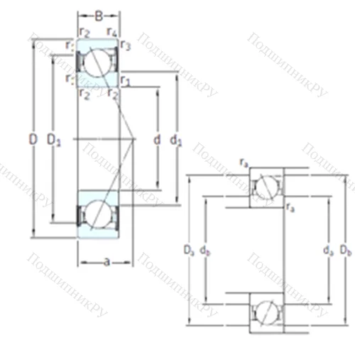 Подшипник шариковый радиально-упорный SS 7201 CD/HCP 4A