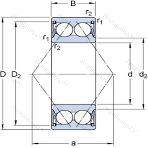 Двухрядные радиально-упорные шарикоподшипники 3309 A-2RS 1 от производителя  SKF Двухрядные радиально-упорные шарикоподшипники 3309 A-2RS 1 от производителя  SKF