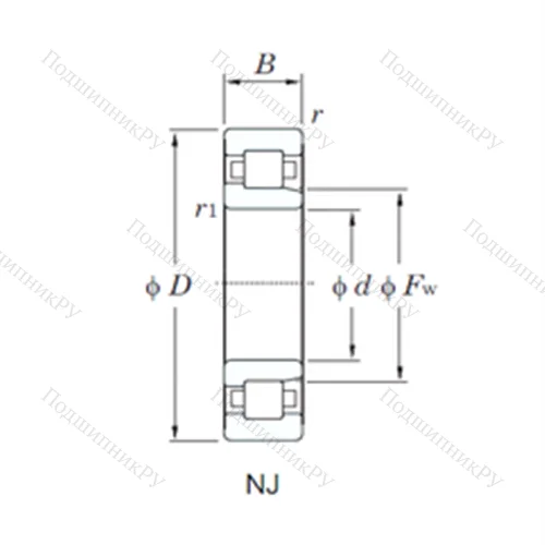 Подшипник роликовый радиальный NJ 2205R