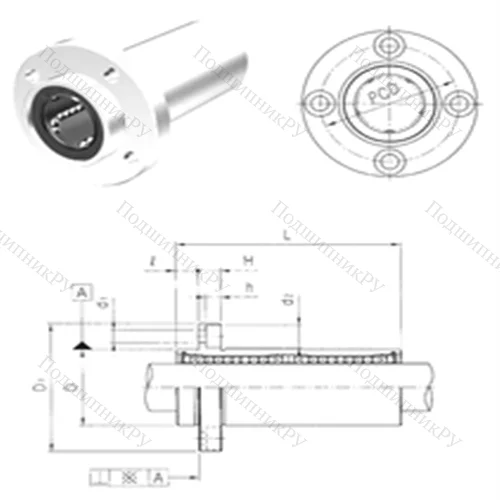 Подшипник шариковый линейный LMEFP 25L от производителя  Samick