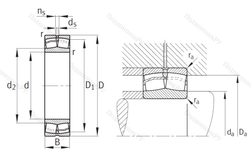 Сферический роликовый подшипник 22217 E 1 от производителя  FAG