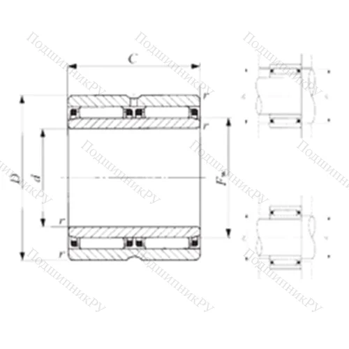 Подшипник игольчатый радиальный NAFW 558560 от производителя  IKO