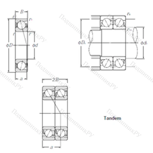 Подшипник шариковый радиально-упорный 7002DT