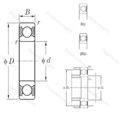 Подшипник шариковый радиальный 6807-2RU