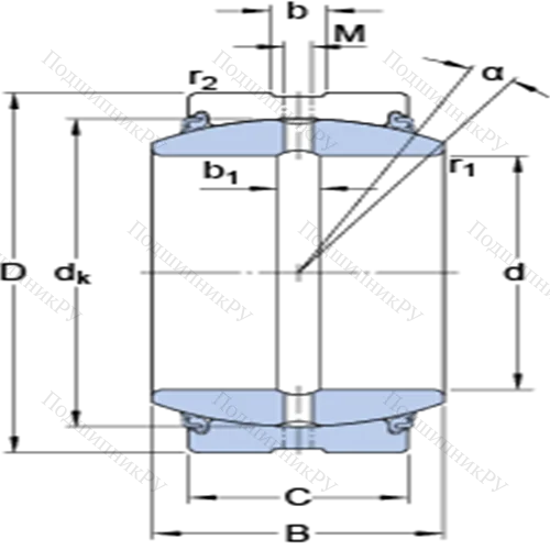 Радиальные сферические подшипники скольжения с контактными поверхностями сталь/сталь, требующие техобслуживания GEZ 312 ES-2LS от производителя  SKF