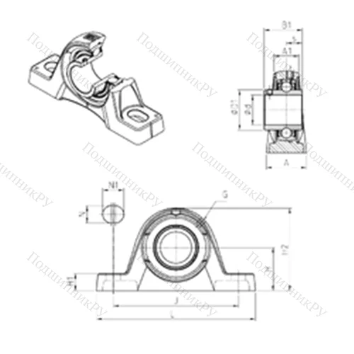 Подшипниковый узел шариковый радиальный UCPLE 210 от производителя  SNR