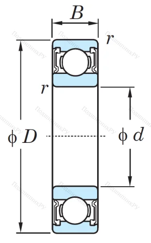 Однорядный шариковый подшипник 6906 2RS от производителя  KOYO