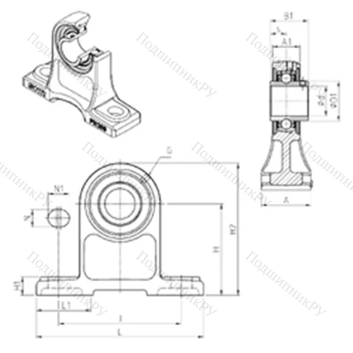 Подшипниковый узел шариковый радиальный UCPH 206 от производителя  SNR
