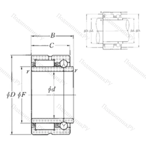 Подшипник комбинированный NKIB 59/22R от производителя  NTN