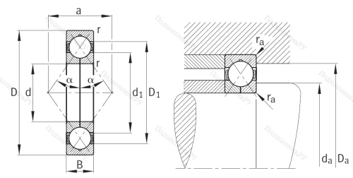 Радиально-упорный шариковый подшипник QJ 305 XL MPA от производителя  FAG