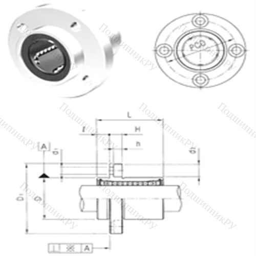 Подшипник шариковый линейный LMEFP 60UU от производителя  Samick