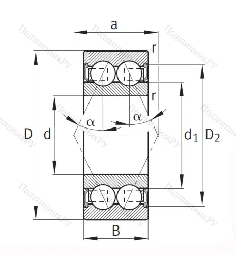 Двухрядный шариковый подшипник 30/8 B 2RS TVH от производителя  FAG
