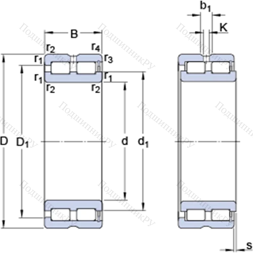 Двухрядные бессепараторные цилиндрические роликоподшипники NNCF 5015 CV