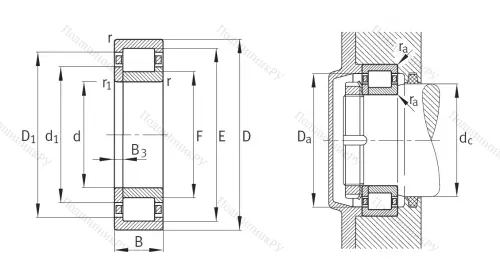 Роликовый цилиндрический подшипник NUP 309 ETVP 2 от производителя  FAG