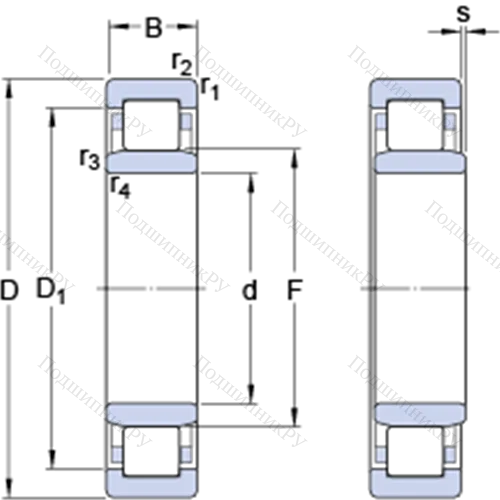 Однорядные цилиндрические роликоподшипники NU 318 ECM