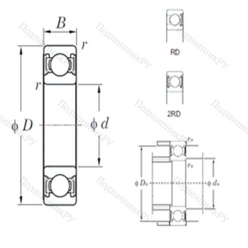 Подшипник шариковый радиальный 6007-2RD