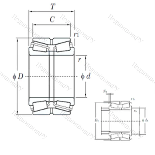 Подшипник роликовый радиально-упорный 46T 30311DJR/49