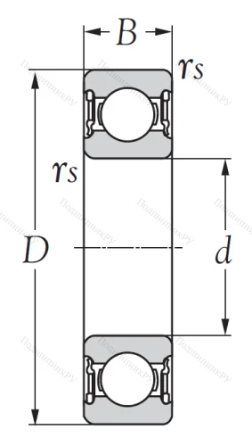 Однорядный шариковый подшипник R 18 2RS от производителя  KSM Однорядный шариковый подшипник R 18 2RS от производителя  KSM