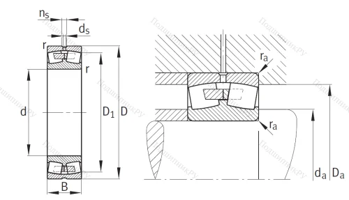Сферический роликовый подшипник 23224 E 1A M от производителя  FAG
