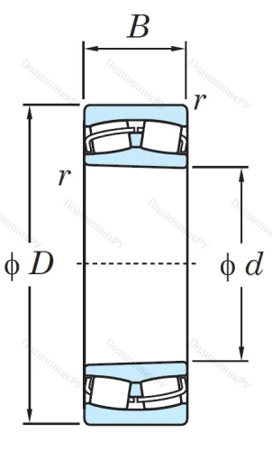 Сферический роликовый подшипник с конической посадкой на вал 22219 RZKW 33 C 3 от производителя  KOYO