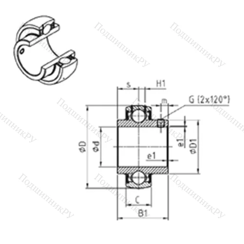 Подшипник шариковый радиальный UC 212-39 от производителя  SNR