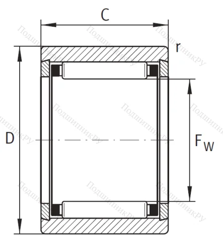 Игольчатый подшипник NK 6/12 TV XL от производителя  INA