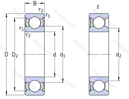 Однорядный шариковый подшипник 6212 Z/C 4 от производителя  SKF