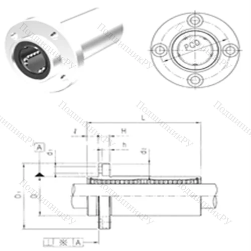 Подшипник шариковый линейный LMFP 25LUU от производителя  Samick