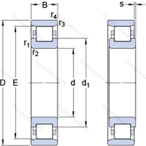 Однорядные цилиндрические роликоподшипники N 322 ECP