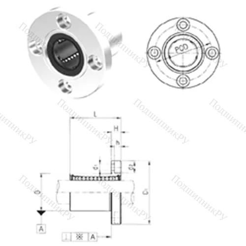 Подшипник шариковый линейный LMF 25UU от производителя  Samick