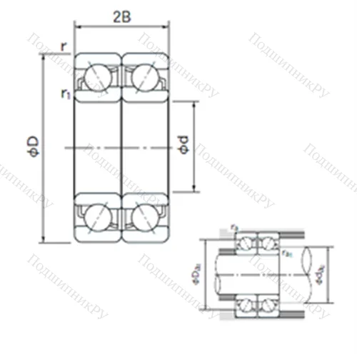 Подшипник шариковый радиально-упорный спаренный 7003CDF