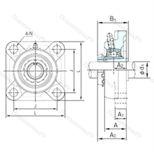Подшипниковый узел шариковый радиальный UKF 308+H 2308 от производителя  NACHI