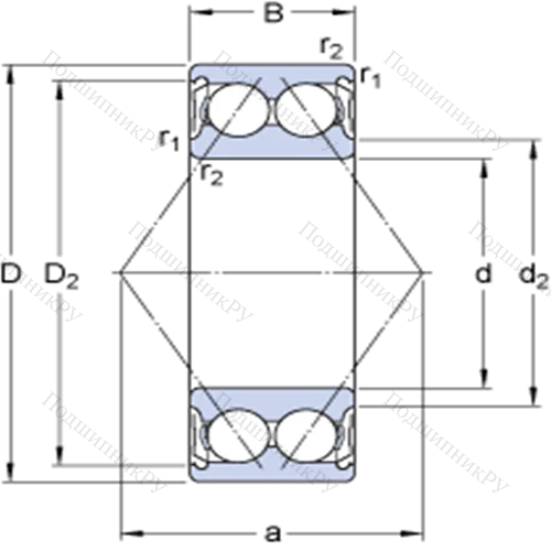 Двухрядные радиально-упорные шарикоподшипники E 2.3306 A-2Z от производителя  SKF Двухрядные радиально-упорные шарикоподшипники E 2.3306 A-2Z от производителя  SKF