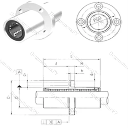 Подшипник шариковый линейный LMFM 60UU от производителя  Samick