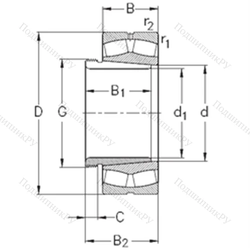 Подшипник роликовый радиальный самоцентрирующийся 23222-K-MB-W 33+AHX 3222 от производителя  NKE Подшипник роликовый радиальный самоцентрирующийся 23222-K-MB-W 33+AHX 3222 от производителя  NKE