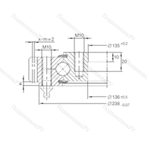 Подшипник шариковый опорно-поворотный VA 14 0188 V
